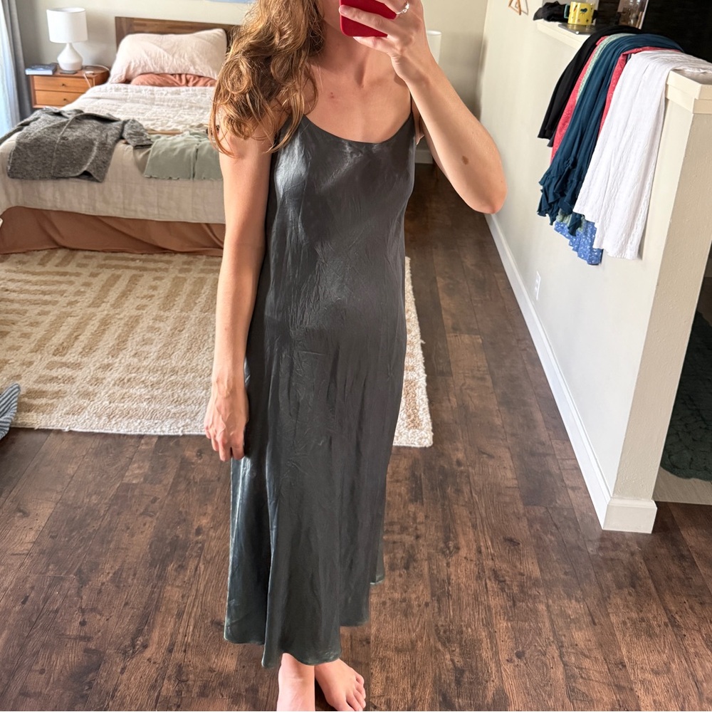 Vince. Dark Green Slip Dress